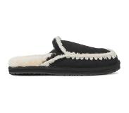 Mou Pantoffels Dames Sloffen / Instappers - Suède - Harde zool - Dichte hiel - suede slipper - Zwart - Maat 39