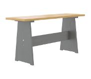 vidaXL Eettafel met bankje massief grenenhout honingbruin en grijs