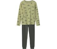 Name it KIDS pyjama NKMNIGHTSET DINO groen/donkergroen Jongens Stretchkatoen Ronde hals - 122/128