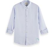 Scotch & Soda Heren Hemden Linen Shirt With Roll-up - Lichtblauw - Maat L