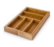 Relaxdays Bestekbak bamboe hout - Uitschuifbaar 30-48 cm - Houten bestekla - Besteklade