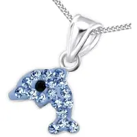 Montebello Princess Ketting Boesmani Blue - Meisjes - Zilver - Zirkonia - Dolfijn - 11 x 8 mm - 38 cm