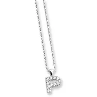 Orphelia Zilver Alphabet hanger met ketting 42 cm Zirconium