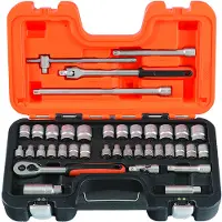 Bahco Doppenset 3/8" | omkeerbare ratel | zeskant | metrisch en inch-maten - 38-delig - koffer - S380