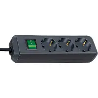 Brennenstuhl Eco-Line stekkerdoos met schakelaar 3-voudig zwart 3m H05VV-F 3G1,5