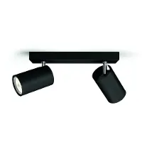 Philips myLiving Kosipo spot GU10 zwart 2-lamps Kosipo, dimbaar, zwart, Woon-/ Eetkamer, Aluminium