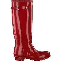Hunter Dames Originele Tall Gloss Wellington regenlaarzen rood (38), Plat, Geen, Casual, PVC WFT1000RGL