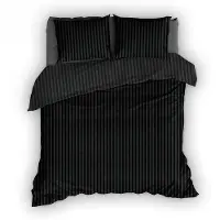 Satin d'or Dekbedovertrek Streep Zwart Satijn-200 x 200 / 220 cm | 2-Persoons