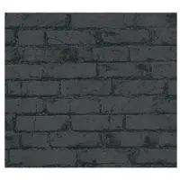 AS-Creation Vliesbehang 9078-82 Best of Wood'n Stone 2 steenoptiek antraciet/zwart glanzend