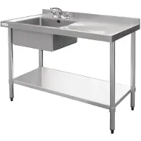 Vogue RVS Spoeltafel | Spoelbak Links | 100x60x90 cm