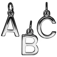 MOOYE ® - Collectie Zilveren Blokletter E massief ketting hanger - gepolijst