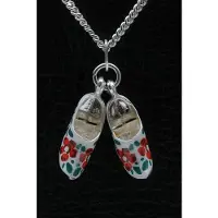 MOOYE ® - Collectie Zilveren Klompen ketting hanger - rode bloem