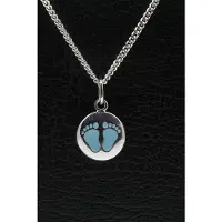 MOOYE ® - Collectie Zilveren Babyvoetjes blauw ketting hanger