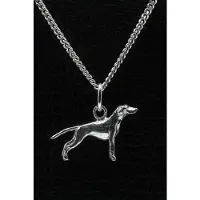 MOOYE ® - Collectie Zilveren Weimaraner korthaar met staart ketting hanger - klein