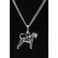 MOOYE ® - Collectie Zilveren Schnauzer dwerg oren ongecoupeerd met staart ketting hanger - klein