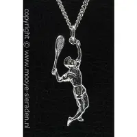 MOOYE ® - Collectie Zilveren Tennisspeler opslag ketting hanger