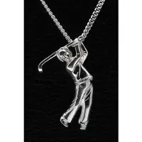 MOOYE ® - Collectie Zilveren Golfspeler ketting hanger - groot