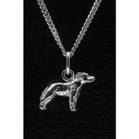 MOOYE ® - Collectie Zilveren Staffordshire bull terrier oren ongecoupeerd ketting hanger - klein