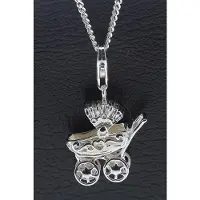 MOOYE ® - Collectie Zilveren Kinderwagen draaiende wielen hanger n bedel