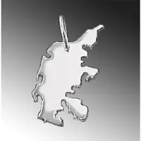 MOOYE ® - Collectie Zilveren Landkaart Denemarken ketting hanger