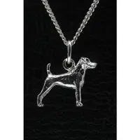 MOOYE ® - Collectie Zilveren Jack russell terrier parson gladhaar ketting hanger - klein