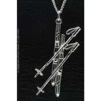 MOOYE ® - Collectie Zilveren Skies met stokken ketting hanger