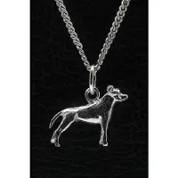 MOOYE ® - Collectie Zilveren Amerikaanse staffordshire terrier oren ongecoupeerd ketting hanger - klein