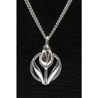 MOOYE ® - Collectie Zilveren Tulp in cirkel ketting hanger
