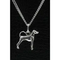 MOOYE ® - Collectie Zilveren Duitse pincher oren ongecoupeerd met staart ketting hanger - klein