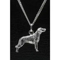 MOOYE ® - Collectie Zilveren Weimaraner langhaar ketting hanger - groot