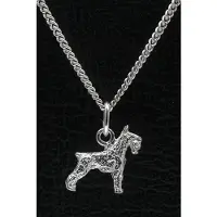 MOOYE ® - Collectie Zilveren Riesen schnauzer oren gecoupeerd ketting hanger - klein