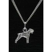 MOOYE ® - Collectie Zilveren Schnauzer dwerg oren ongecoupeerd ketting hanger - klein