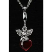 MOOYE ® - Collectie Zilveren Engel op rood hart hanger n bedel