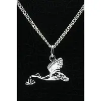 MOOYE ® - Collectie Zilveren Ooievaar met baby ketting hanger