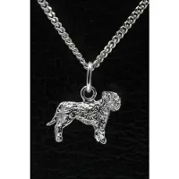 MOOYE ® - Collectie Zilveren Bouvier ketting hanger - oren ongecoupeerd staart omlaag - klein