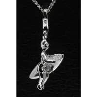 MOOYE ® - Collectie Zilveren Surfer met plank hanger n bedel