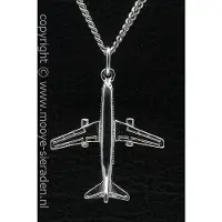 MOOYE ® - Collectie Zilveren Boeing 737 middel ketting hanger