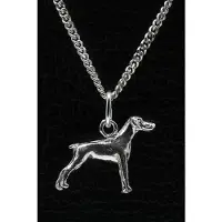 MOOYE ® - Collectie Zilveren Dobermann oren ongecoupeerd ketting hanger - klein