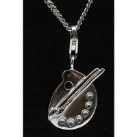 MOOYE ® - Collectie Zilveren Schilderspalet met kwast hanger n bedel