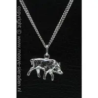 MOOYE ® - Collectie Zilveren Zwijn middel ketting hanger