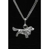 MOOYE ® - Collectie Zilveren Sussex spaniel met staart ketting hanger - klein