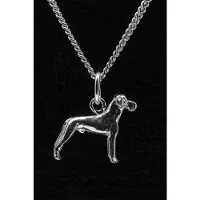 MOOYE ® - Collectie Zilveren Duitse dog oren ongecoupeerd ketting hanger - klein