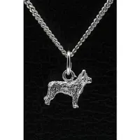 MOOYE ® - Collectie Zilveren Pyrenese herder ketting hanger - oren gecoupeerd - klein