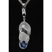 MOOYE ® - Collectie Zilveren Teenslipper witte zool 2 hanger n bedel