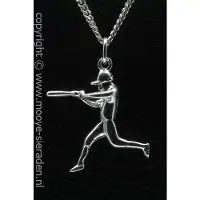 MOOYE ® - Collectie Zilveren Honkbal slagman ketting hanger
