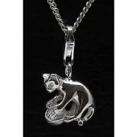 MOOYE ® - Collectie Zilveren Kat bolletje wol hanger n bedel