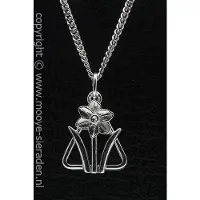 MOOYE ® - Collectie Zilveren Narcis in driehoek ketting hanger