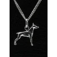 MOOYE ® - Collectie Zilveren Dobermann oren gecoupeerd ketting hanger - klein
