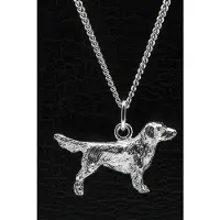 MOOYE ® - Collectie Zilveren Flat coated retriever ketting hanger - groot
