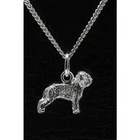 MOOYE ® - Collectie Zilveren Briard ketting hanger - oren ongecoupeerd - klein